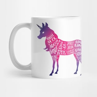 Pink Ombre Unicorn on Black - Fantasy Butcher Cuts of Meat Mug